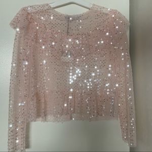 Zara pink sequin crop top